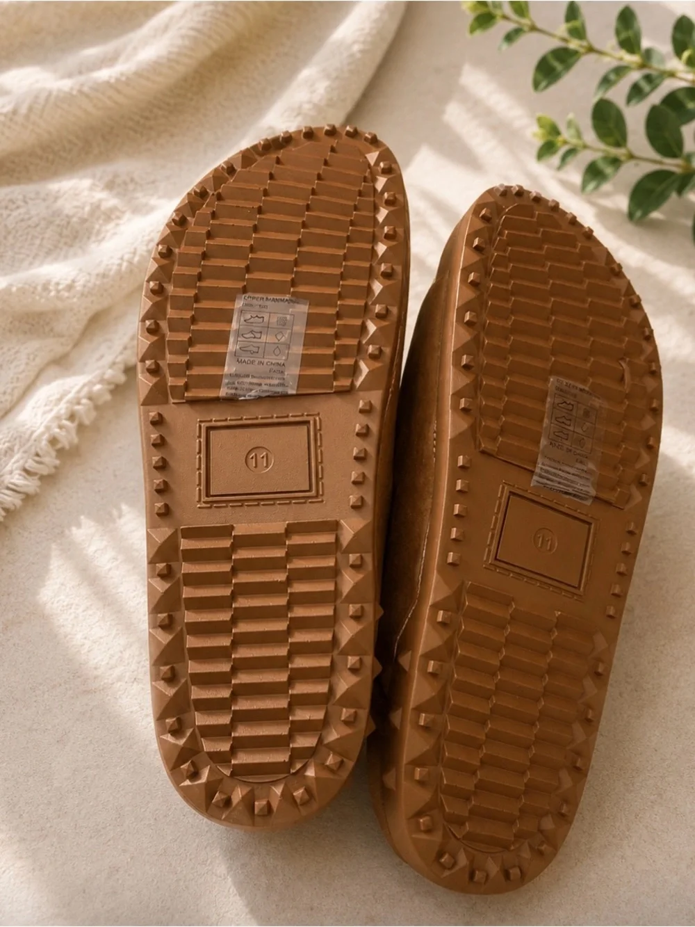 True Religion Tan Suede Double-Strap Slide Mules